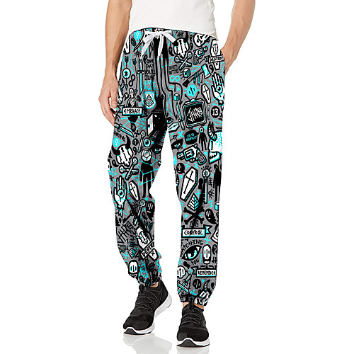 

Men's Fashion Athleisure Outdoor Sports Casual Daily Pants Sweatpants Pants Graphic Prints Graffiti Full Length Drawstring Print Gray Green