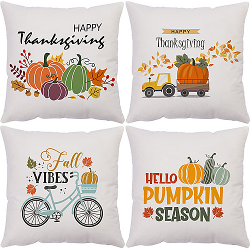 

Autumn Thanksgiving Double Side Cushion Cover 4PC Soft Decorative Square Throw Pillow Cover Cushion Case Pillowcase for Bedroom Livingroom Superior Quality Machine Washable Outdoor Indoor Cushion for Sofa Couch Bed Chair Pumpkin Harvest