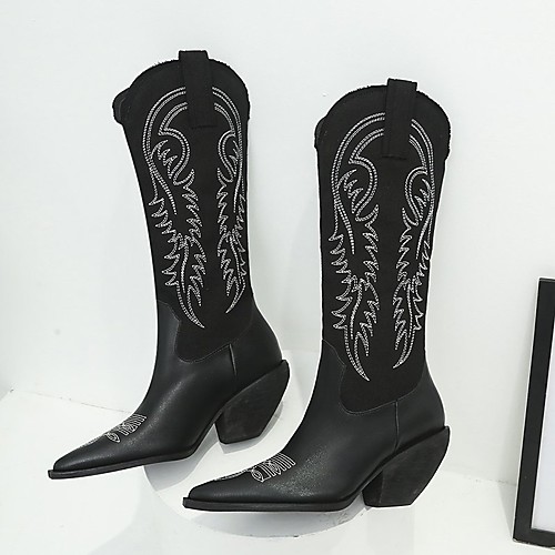 

Women's Boots Chunky Heel PU Solid Colored Black Beige