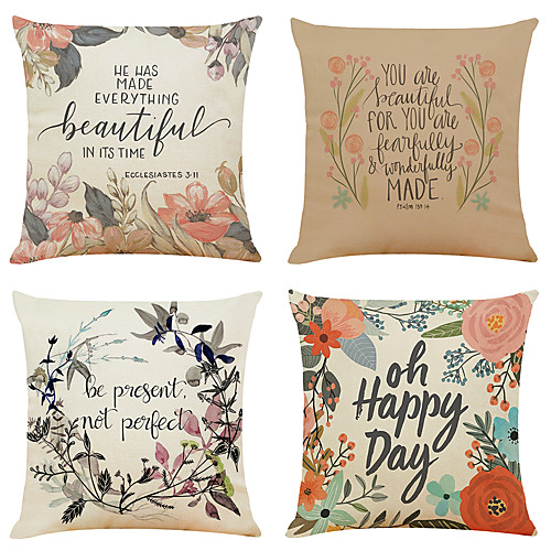 

Floral Wreath Double Side Cushion Cover 4PC Soft Decorative Square Throw Pillow Cover Cushion Case Pillowcase for Bedroom Livingroom Superior Quality Machine Washable Outdoor Indoor Cushion for Sofa Couch Bed Chair
