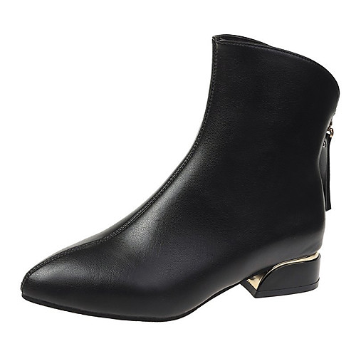 

Women's Boots Flat Heel Round Toe Booties Ankle Boots Daily Work Leather Solid Colored Black Beige