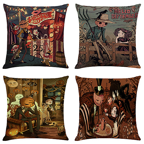 

Autumn Double Side Cushion Cover 4PC Soft Decorative Square Throw Pillow Cover Cushion Case Pillowcase for Bedroom Livingroom Superior Quality Machine Washable Outdoor Indoor Cushion for Sofa Couch Bed Chair Pumpkin