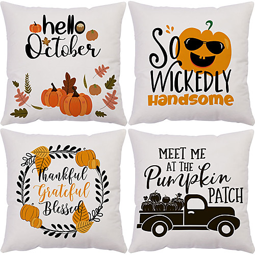 

Autumn Thanksgiving Double Side Cushion Cover 4PC Soft Decorative Square Throw Pillow Cover Cushion Case Pillowcase for Bedroom Livingroom Superior Quality Machine Washable Outdoor Indoor Cushion for Sofa Couch Bed Chair Pumpkin Harvest