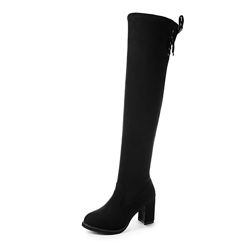 

Women's Boots High Heel Round Toe Booties Ankle Boots Daily Work Suede Solid Colored Black