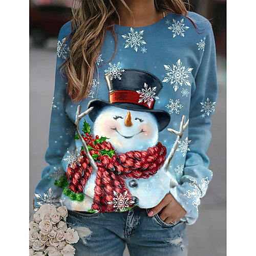 

Women's Sweatshirt Pullover Snowflake Snowman Print Sports 3D Print Streetwear Hoodies Sweatshirts Blue Purple Royal Blue