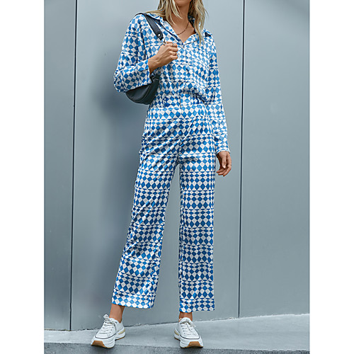 

Women's Streetwear Geometric Casual Daily Wear Two Piece Set Blouse Pants Sets Pant Wide leg pants Bell bottoms Print Tops