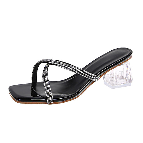 

Women's Sandals Plus Size Chunky Heel Peep Toe PU Leather Loafer Fall Summer Solid Colored White Black Red