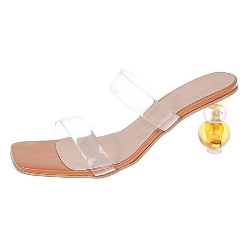 

Women's Sandals Peep Toe PU Leather Loafer Dark Brown White
