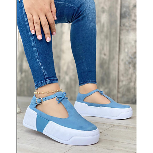 

Women's Slip-Ons Buckle Flat Heel Round Toe Nubuck Buckle Fall Spring Solid Colored Black Pink Red