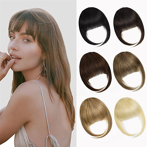 

Bangs Hair Clip in Bangs Human Hair Extensions Flat Face Fringe Bangs Human Hair Pieces for Women Dark Blonde