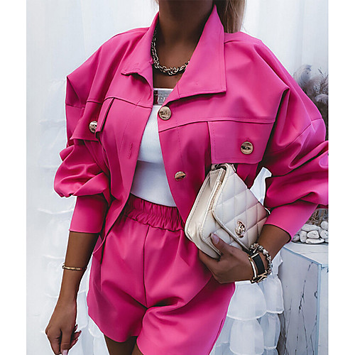 

Women's Streetwear Plain Daily Wear Office Two Piece Set Blazer Office Suit Shorts Sets Shorts Tops