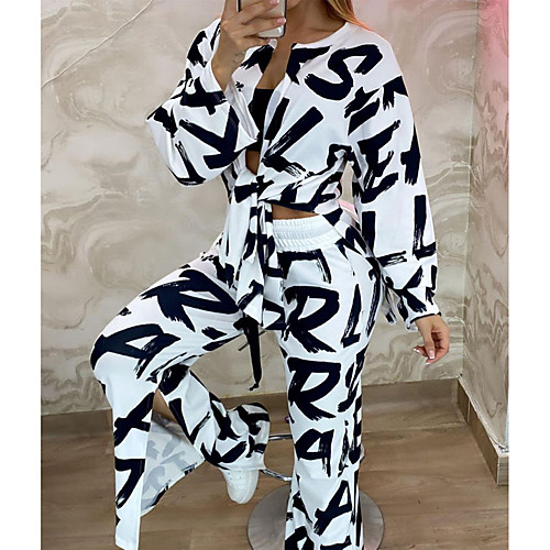

Women's Streetwear Painting Casual Daily Wear Two Piece Set Blouse Pants Sets Pant Wide leg pants Bell bottoms Split Print Tops