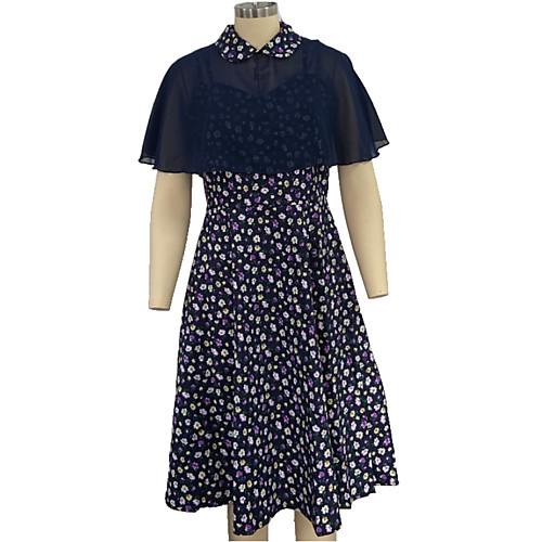 

Women's Basic Floral Polka Dot Casual Vacation Two Piece Set Skirt Sets Cape Dress Print Tops