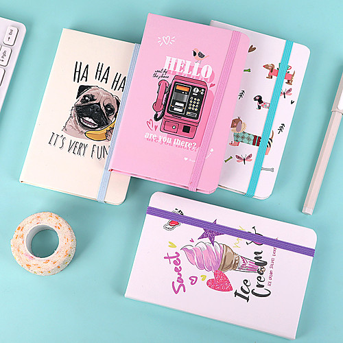 

4 pcs Notebook Ruled A6 4.1×5.8 Inch Retro Aesthetic Paper Hardcover Portable 80 Pages Notebook for Office Business Student