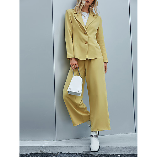 

Women's Streetwear Plain Daily Wear Office Two Piece Set Blazer Office Suit Pants Sets Pant Tops