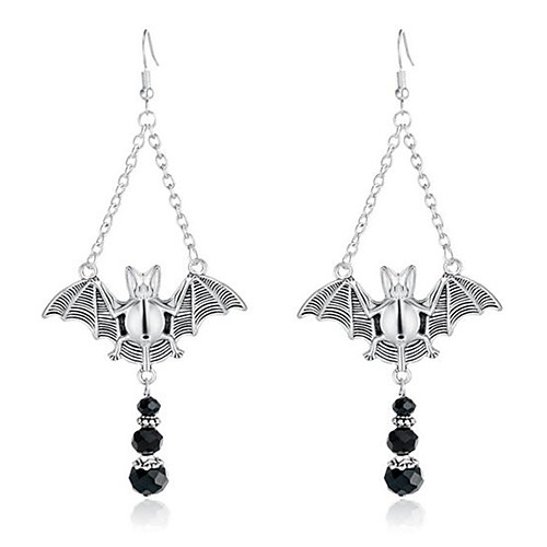 

Women's Black Drop Earrings Classic Bat Personalized Artistic Earrings Jewelry Silver For Party Gift 1 Pair