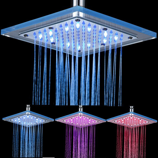 Ducha para Chuveiro de Teto em Quadrado Acrílico com 12-LED 20,32 cm x ...