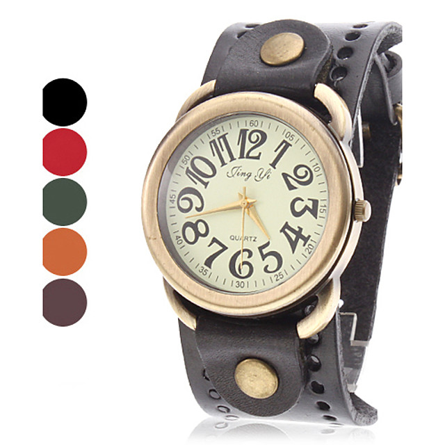 vrouwen vintage geval brede lederen quartz horloge (verschillende kleuren) 603113 – €9.44
