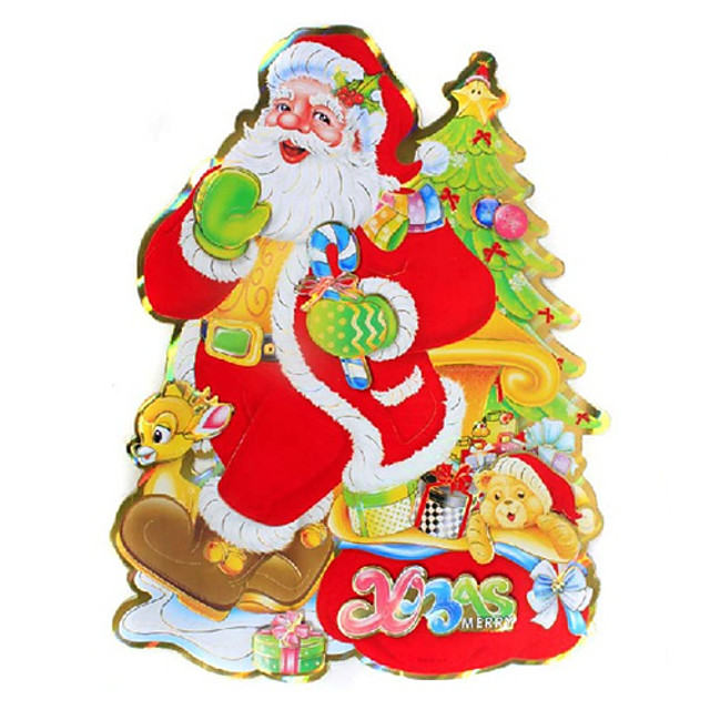 1 par de Santa Claus Multi-capa de la pared 3D Poster Ventana vinilo ...