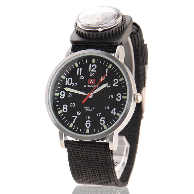 Men s Glow  In The Dark  Compass  Funciton Canvas Band Quartz 