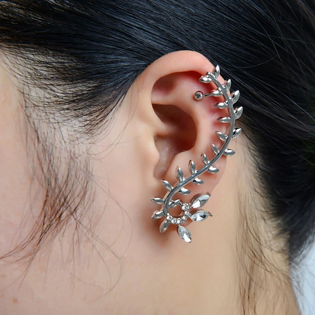 Women's Ear Cuff Climber Earrings Leaf Luxury Rhinestone Imitation