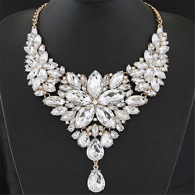 Vintage bib necklace Woman gift Vintage chunky necklace Color block necklace Vintage statement necklace Gold and white chunky necklace