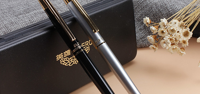 Penna Stilografica Di Lusso In Metallo Punta Fine 0,5 Mm Con 10