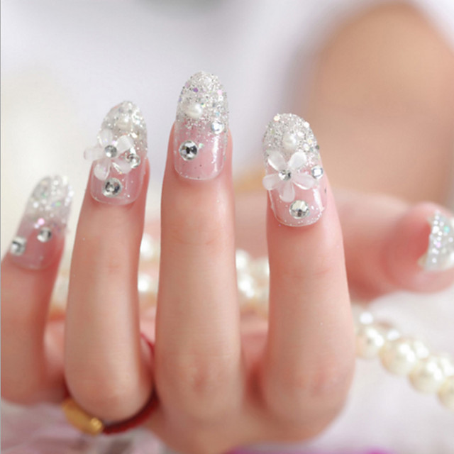 24pcs Mladenka Umjetni Nokti Sladak Komad Nail Art Komad Gotov Proizvod Za Nokte Srebrni Cvijet Nail Art Komad Iz 5464396 2021 4 79