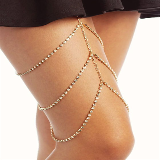 Leg Chain Ladies Fashion Women's Body Jewelry For Party Special Occasion  Stacking Stackable Cubic Zirconia Rhinestone Gold Silver 5706730 2021 –  $5.24