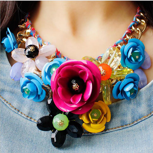 Vintage Multi Gemstone Bib Collar Necklace for Women, Multicolor Statement  Jewelry, Birthday Gift