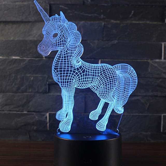 Beautiful Unicorn Romantic Gift 3D LED Table Lamp 7 Color Change ...