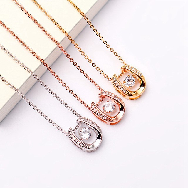 Women S Aaa Cubic Zirconia Pendant Necklace Copper Gold Silver Rose 40 5 Cm Jewelry 1pc For Daily 7266844 2021 9 44 - Cubic Zirconia Pendant Necklace Rose Gold