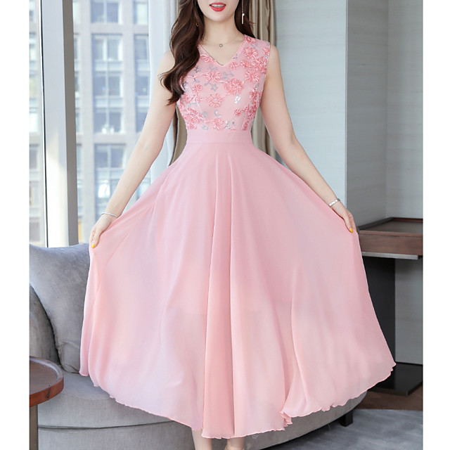 Women s Dusty  Rose  Chiffon Dress Sleeveless Solid 