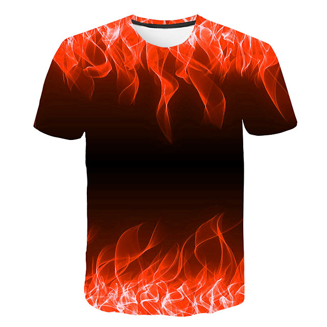 Men's Graphic Flame T-shirt Print Tops Round Neck Blue Purple Orange ...