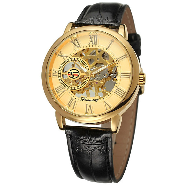 FORSINING Herrn Mechanische Uhr Automatikaufzug Modisch Transparentes Ziffernblatt Analog Golden ...