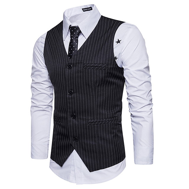 Men's V Neck Vest Solid Colored White / Black / Dark Gray US32 / UK32 ...