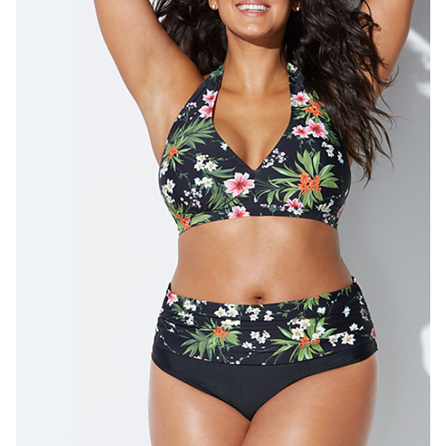 plus size halter neck swimsuit