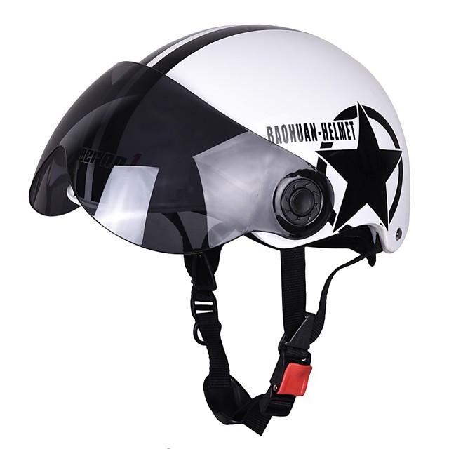 Motorcycle Helmet Half 3/4 with Retractable Drop Down Sun Visor Open