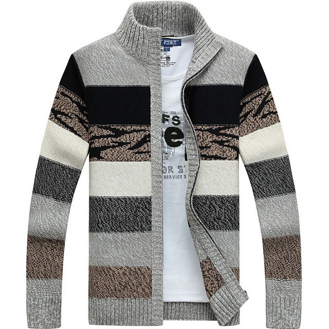 red and black striped cardigan