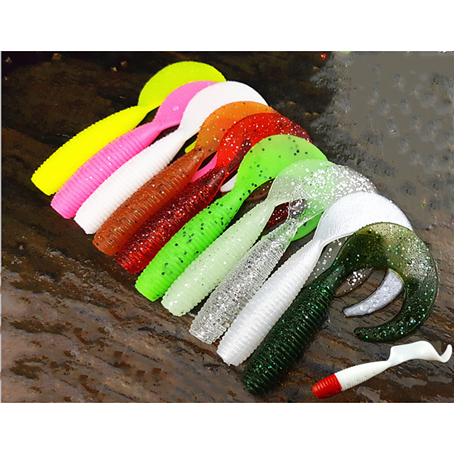 10 pcs Soft Bait Fishing Lures Soft Bait Shad Grub Sinking Bass Trout ...