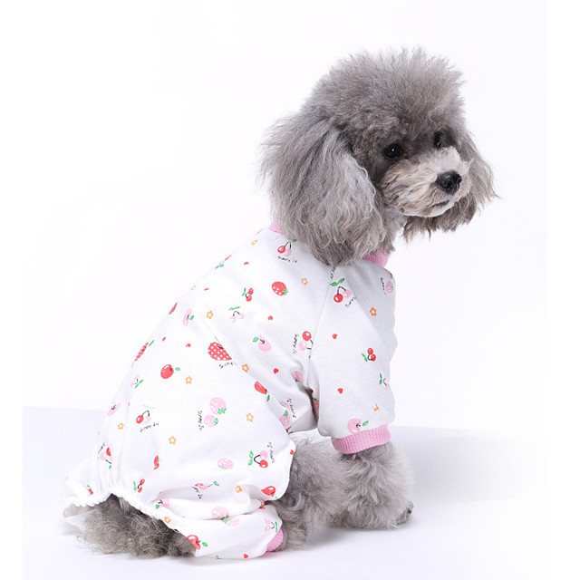 cute pet pajamas with feet strawberry print cotton jumpsuit for small ...
