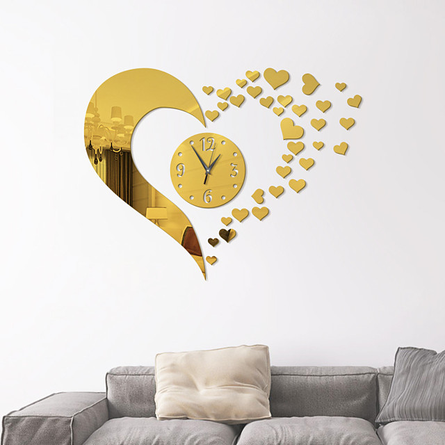 מראה חדשה לבבות יפה מדבקות שעון קיר Diy מדבקות מראה שעון קישוטים לקיר סלון דבק עצמי 8247654 2021 17 54