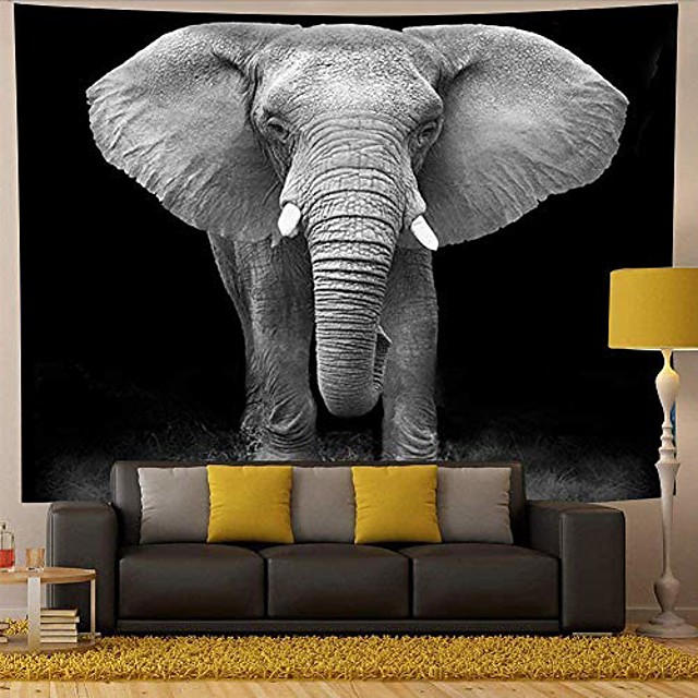 Slon Tapiserija Crno Bijele Divlje Zivotinje Africki Slon Pejzaz Krajolik Zid Haning Tapiserija Psihodelicni Hipi Boemski Tapiserija Zid Visi Za Spavacu Sobu Dnevni Boravak Spavaonica 78x58inch Iz 8311455 2021 15 59