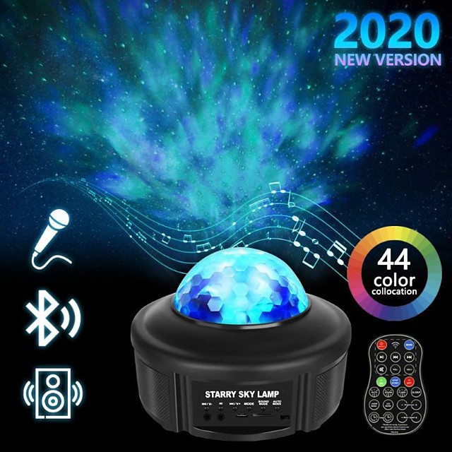 Lixfield Star Sky Night Light Led Projector Colour Changing Lamp With Bluetooth Speaker And Remote Control Fun Galaxy Ocean Water Pattern Table Wall Ceiling Party Disco Lighting 8335645 2021 39 99 - Led Light Star Ceiling Projector