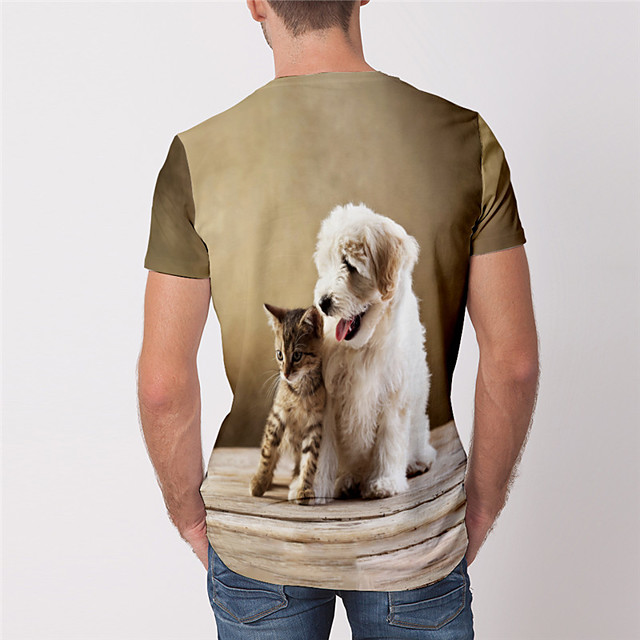 Herr Unisex Tshirts Tshirt 3Dtryck Katt Hund Grafiska tryck