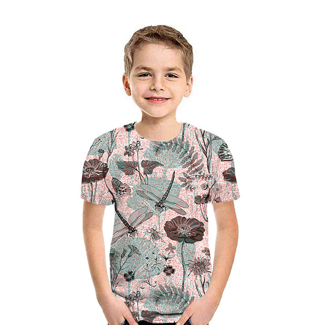 21年 子供 男の子 Tシャツ ｔシャツ 半袖 グラフィック プリント ピンク 子供達 トップの 夏 活発的 レギュラー 3 13歳 コレクション 12 71