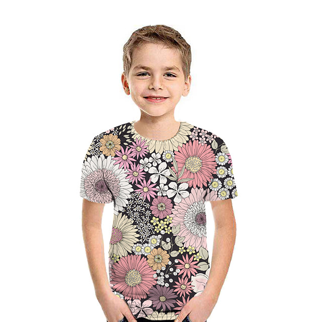 21年 子供 男の子 Tシャツ ｔシャツ 半袖 グラフィック プリント ピンク 子供達 トップの 夏 活発的 レギュラー 3 13歳 コレクション 12 71