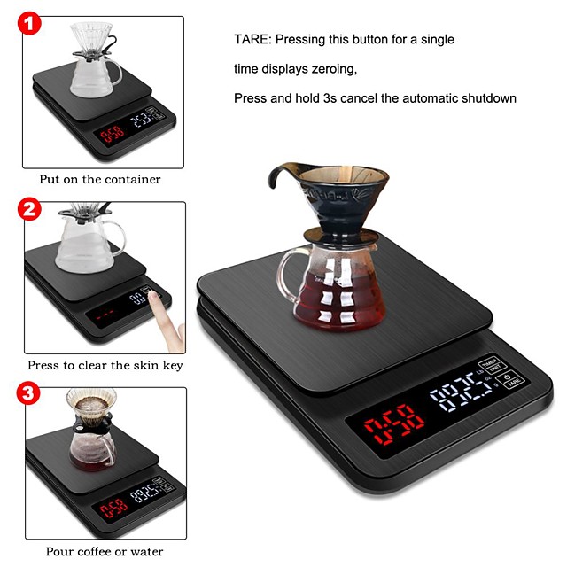 Dijital kahve ölçeği 3kg<em>5kg</em>10kg Portatif USB Günlük mutfak 8683269