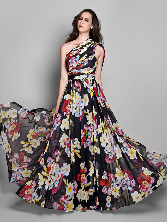 Платье в пол в цветах