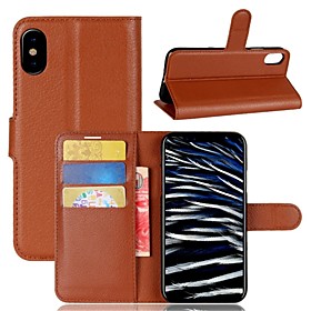Case For Apple iPhone X / iPhone 8 Plus / iPhone 8 Wallet / Card Holder / Flip Full Body Cases Solid Colored Hard PU Leather